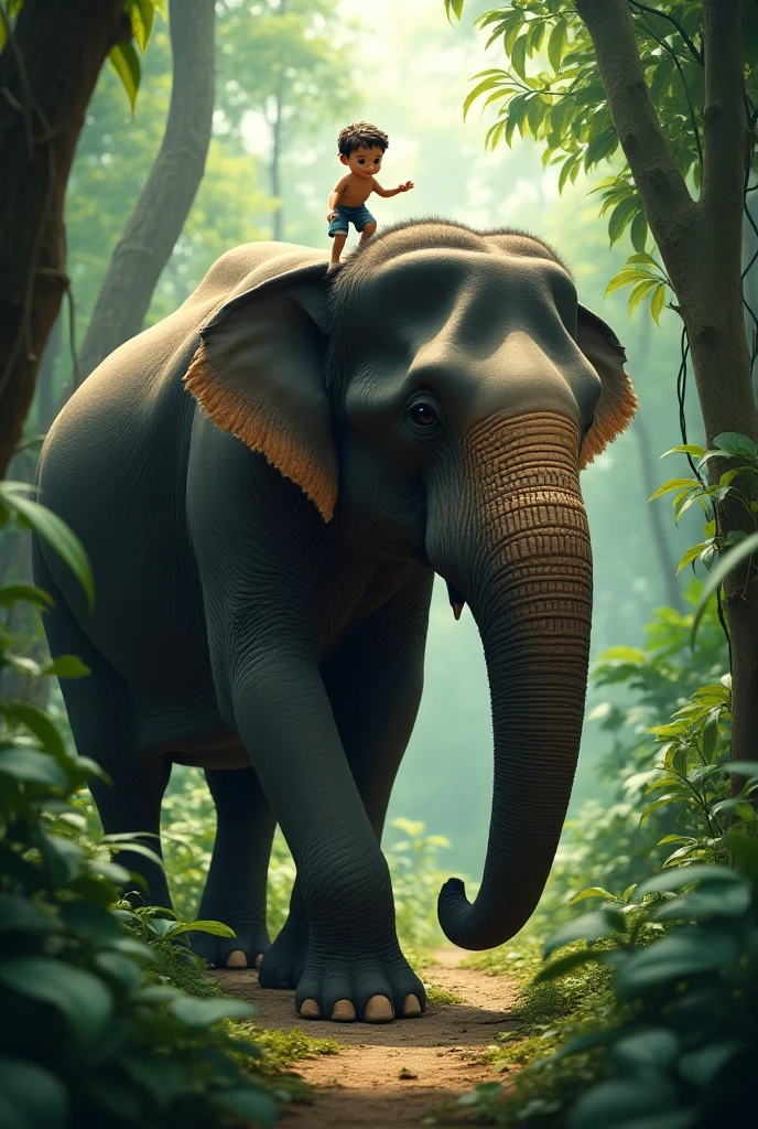 A man setting on the elephant