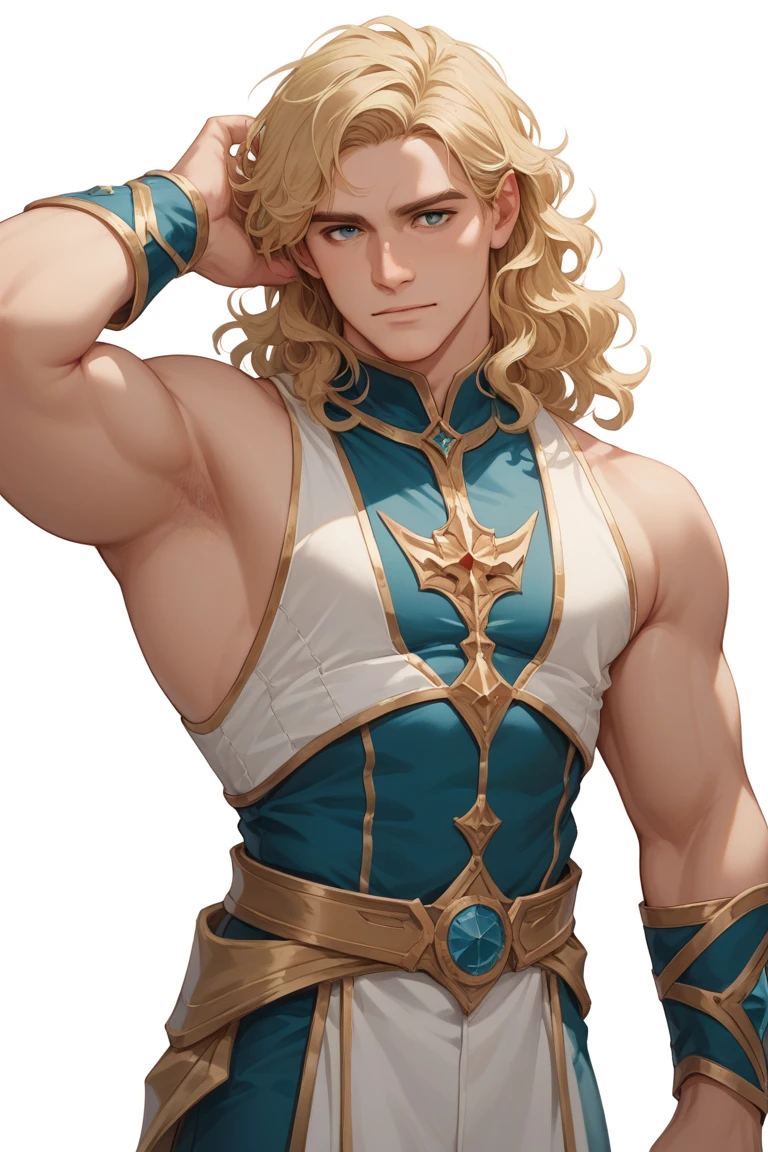 Young guy, longue blonde hair, violet eyes, elf ears, goods maga, open torso, Magic tentacles, purple tattoos, Runes, Masterpiece, hiquality