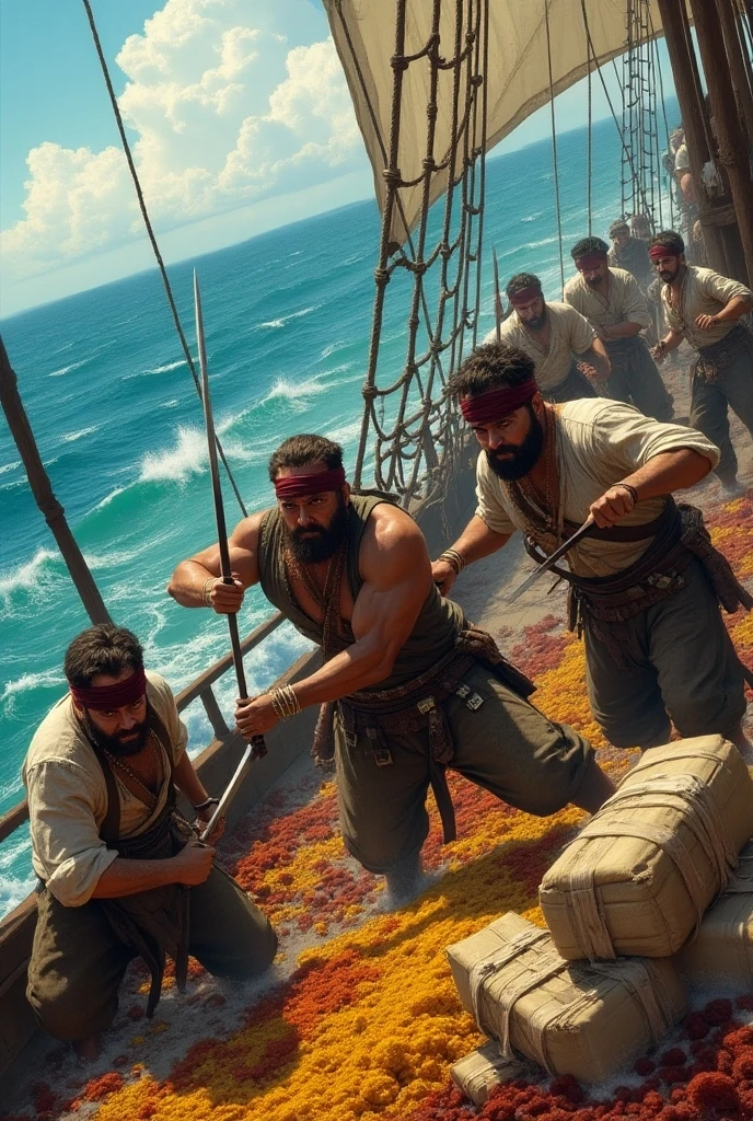 (8k, Highest quality, masterpiece),Britney Spears, {Realistic, RAW Photos, Super Fine Clear, Impressionist painting, (Influenced by Impressionist painting, Pirates of the Caribbean:1.1)}, naval battle, Pirate Combat, Deadly Combat, Fierce Battle, Heat,, Vibrant, br1tneysp-130