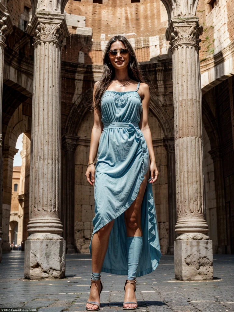 A stunning intricate full color portrait of (sks woman:1) in Athens, at the Ancient Agora, wearing Wrap dress, epic character composition, sharp focus, natural lighting, subsurface scattering, f2, 35mm, film grain, , by Jimmy Nelson, <lora:locon_leamichele_v1_from_v1_64_32:1>