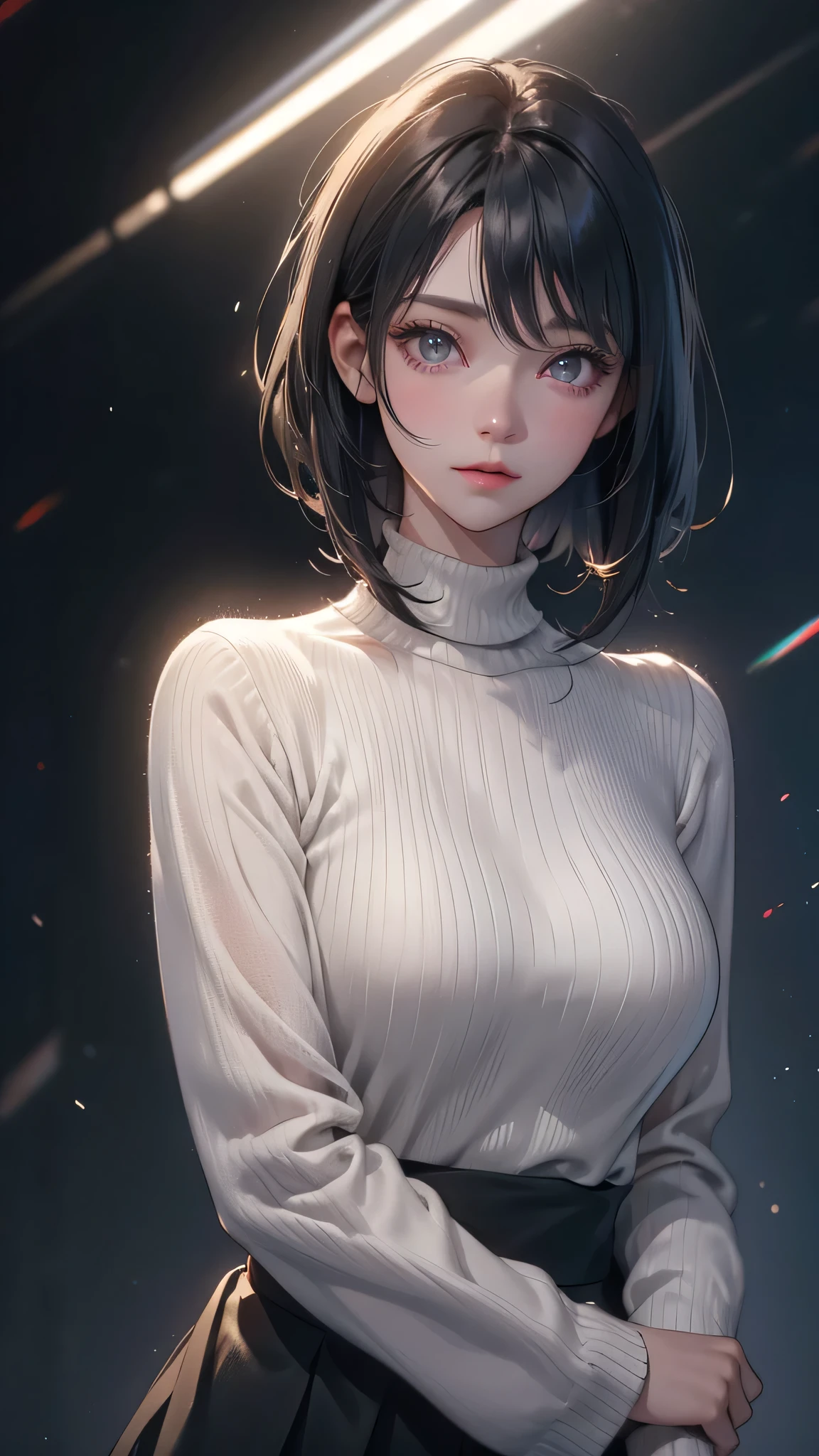 (masterpiece:1.2, highest quality), 1 milf, alone, shirt, jeans, front door, Are standing, short hair, Upper body, beautiful breasts,small breasts, Rolled up sleeves, black eye,