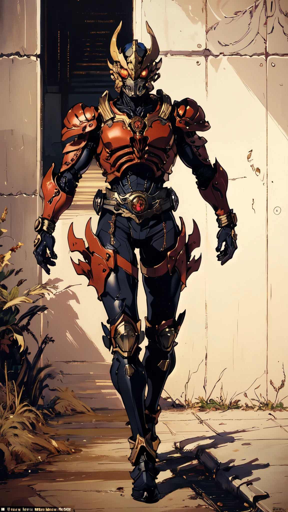 (masterpiece:1.5, best quality:1.5, extremely delicate:1.5), ((male:1.5)), a man wearing a full-face helmet, green eyes, fantasy-style high-tech biomimetic armored combat suit, (a composite layered chest armor), the design balances heavy with agility, fully enclosed shoulder guards, matching arm and leg guards, a belt of gemstone, (the color scheme is primarily Indigo with Silver accents, Organic Biotech, Concept Inspired by Iron Behemoth, glowing eyes, armor glows, stand of a futuristic sci-fi city), this character embodies a finely crafted fantasy-style armored hero in anime style, exquisite and mature art style, metallic, high definition, highres, ultra-detailed, ultra-fine painting, professional, perfect body proportions, golden ratio, anatomically correct, symmetrical face, extremely detailed eyes and face, high quality eyes, creativity, RAW photo, UHD, 32k, Natural light, cinematic lighting, masterpiece-anatomy-perfect