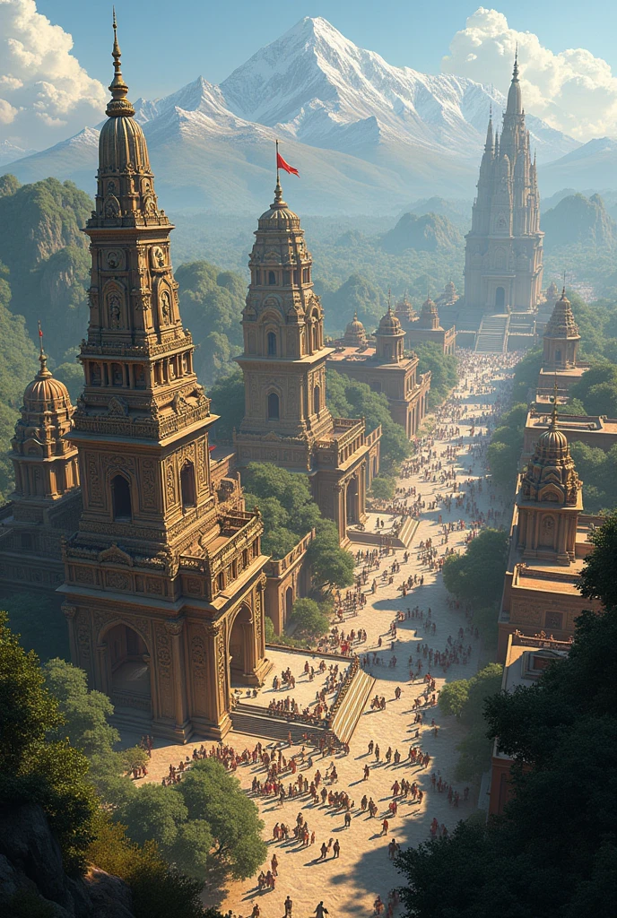 Bird's-eye view of Vedic megepolis in Old Slavonic style
