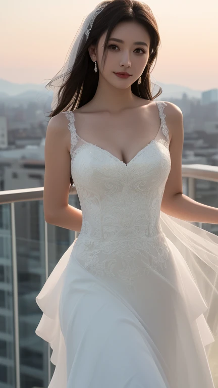 (high quality:1.5), (8k), (extremely detailed), (High detail:1.2), Solo, Asian female, (in street), (dress strapless),