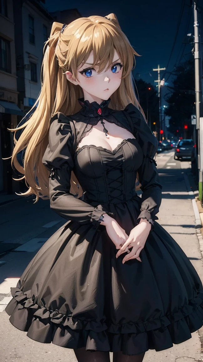 (Best Quality,masterpiece:1.2),(Anime Style,Comical noir style:1.1), 1 girl , Cute Style ,Adorable, very detailed eyes, face with extra detail, very fine hair ,8k,resolution, Gothic Dress,Gothic Punk