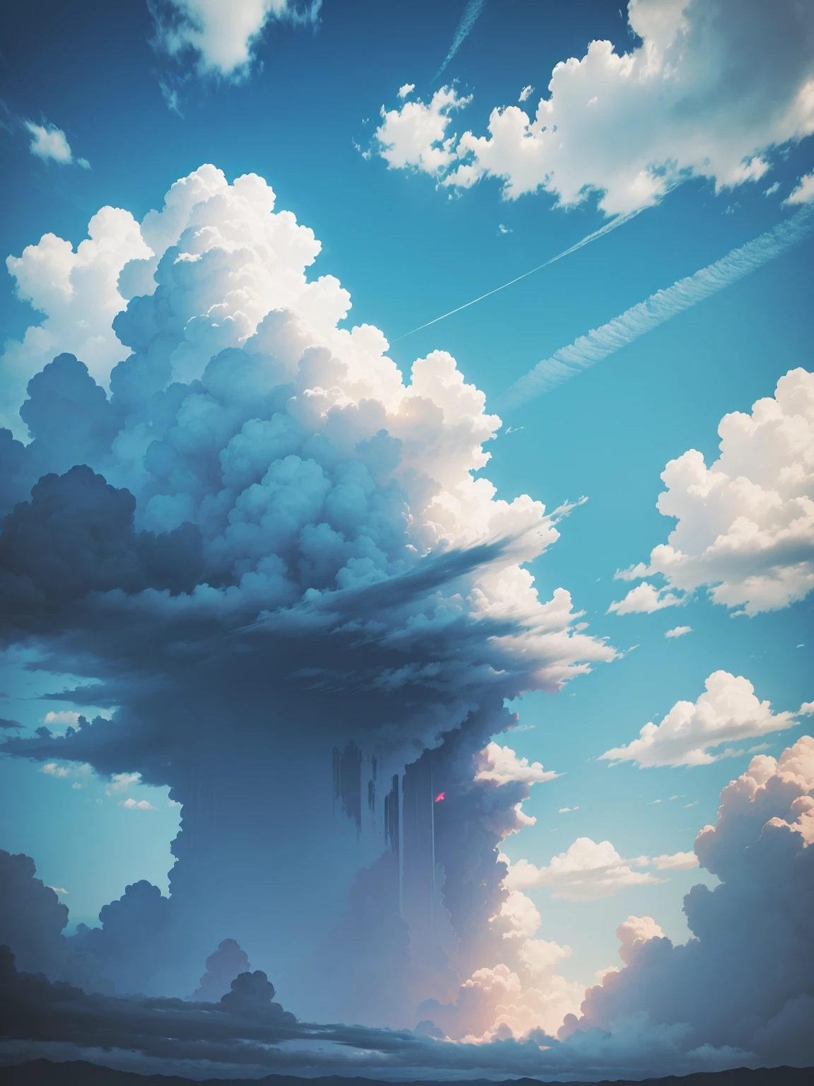 there is a large field with a few animals in it, intimidating clouds, stromy clouds, with dramatic sky, swirly clouds in the background, giant clouds, cumulonimbus clouds in the sky, ceremonial clouds, towering cumulonimbus clouds, voluminous clouds, large clouds visible, nature and clouds in background, huge clouds