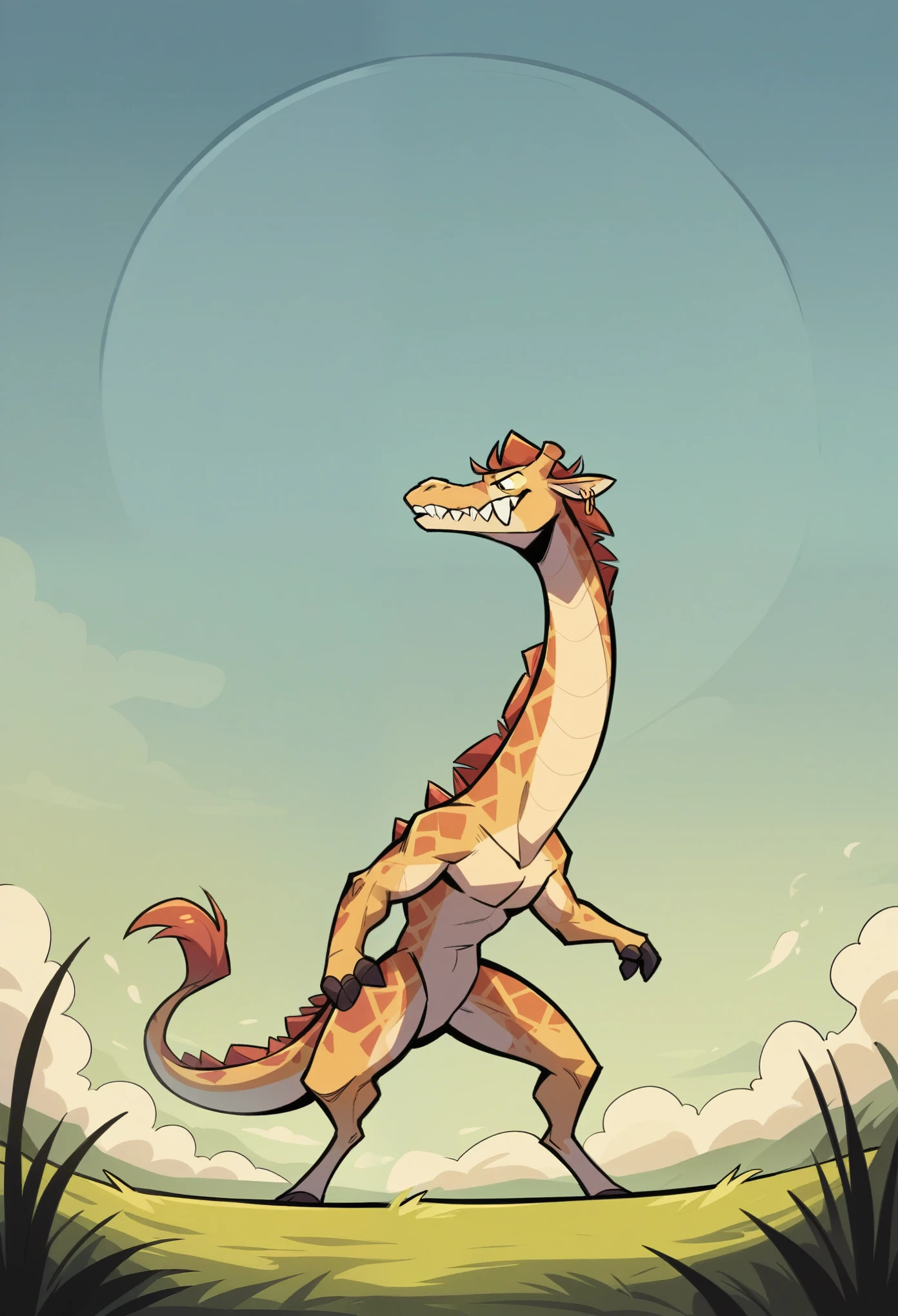 rating_safe, score_9, score_8_up, score_7_up, score_6_up, score_5_up, score_4_up, hires, source_furry, lizard with colorful hair and glasses, detailed anime art, assorted facial expression, fully posable, neutral pose, extra detailed body, thinking pose, cool pose,