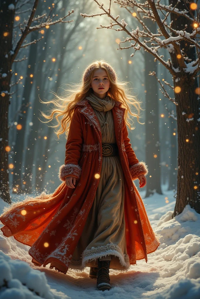 Magic style, Beautiful Christmas Postcard. Fascinating digital painting. Well-detailed painting, intricate details, high resolution, high quality, ultra HD, 64K. A masterpiece. Perfect composition. Realistic image. Clear image with a sharp focus. Color harmony. Centered image. Full body length. Art in the style of Willem Haenraets.