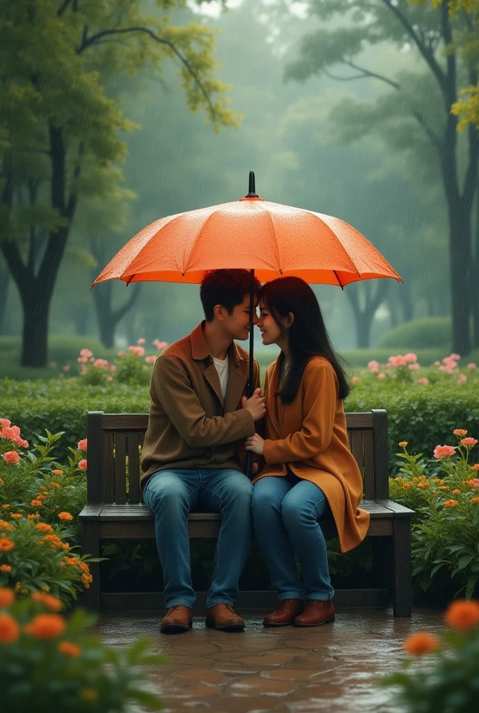 Romantic posters of Valentine's Day, under the cherry tree