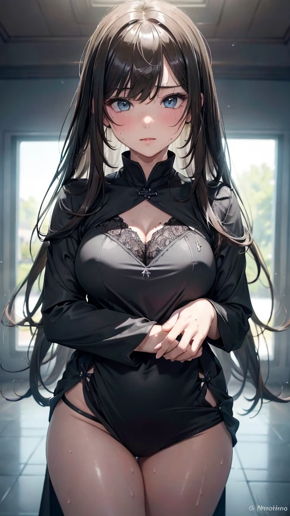 ​masterpiece、Top image quality、Black hair、Black bra、Colossal tits、mechs、animesque、8K,​masterpiece, bset quality,Colossal tits、（1girl in）、((Pit Girl Suit))、shinny skin、Shiny big、dark-brown eyes、 ((top-quality))、 Crisp focus:1.2、Highly detailed facial and skin texture、A detailed eye、face perfect、perfect bodies、art by、nffsw、Blur the background、japanes、Big breasts with a strong presence、Circuit field、Blur the background、Cowboy Shot、