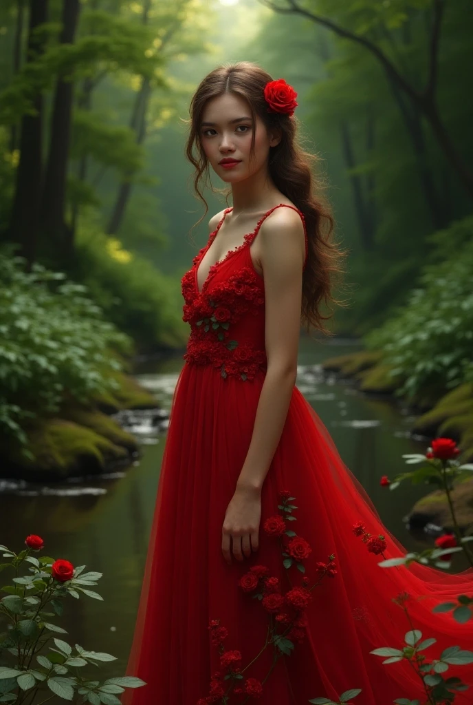 Girl in red dress and black lagince name ruksana
