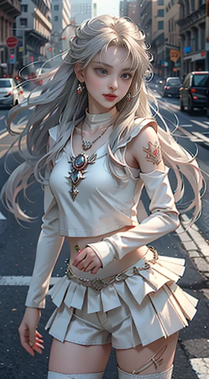 Fox Human, Furry Ears, Ultra Clear, Detail Portrayal, Detail Legs, Greasy Skin, Cinematic Texture, Best Quality, Best Light, White Sweater, White Skinny Yoga Pants, Detail Face, Collarbone, Long Long Legs, Long Hair of Random Color, Random Color Eyes, Light Pollution, 8K, 3D, Hair Accessory Bow, Big, Smile, Expression, Action, Sailor, Hand Refinement, 8K HD, Star Guardian, Greasy Skin, Best Angle, Ultra HD Quality, Role Play, Unreal Engine, Best Gloss, Best quality, masterpiece, highest image quality