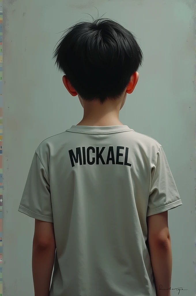 A boy which have big boobs looking very beautiful wear printed t shirt which have written Jay