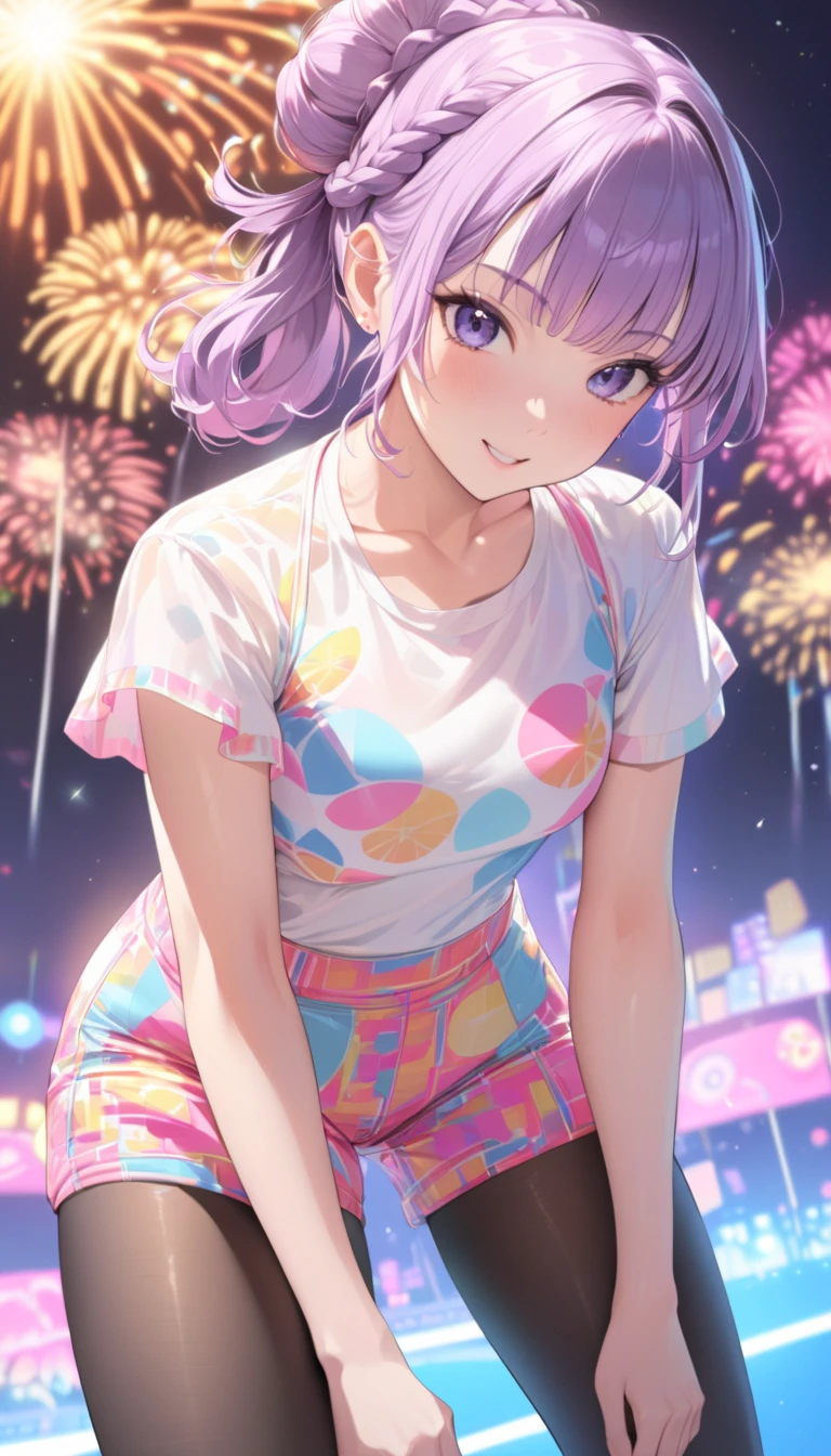 masterpiece, <lora:yamamoto_souichirou-48:1>
yamamoto_souichirou, 1girl, solo, long hair, looking at viewer, blush, smile, dress, holding, hair between eyes, bare shoulders, brown eyes, closed mouth, purple hair, braid, outdoors, frills, sky, sleeveless, hand up, white dress, parted bangs, bare arms, single braid, night, sleeveless dress, night sky, hair over shoulder, fireworks, aerial fireworks, sparkler