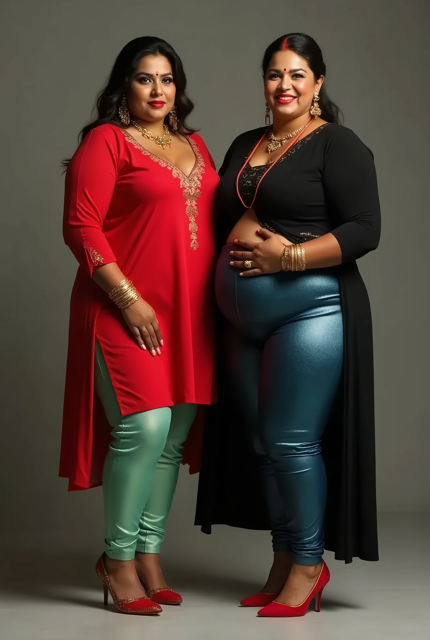 Extremely Hyperpregnant Chadian woman with huge belly wearing a dress