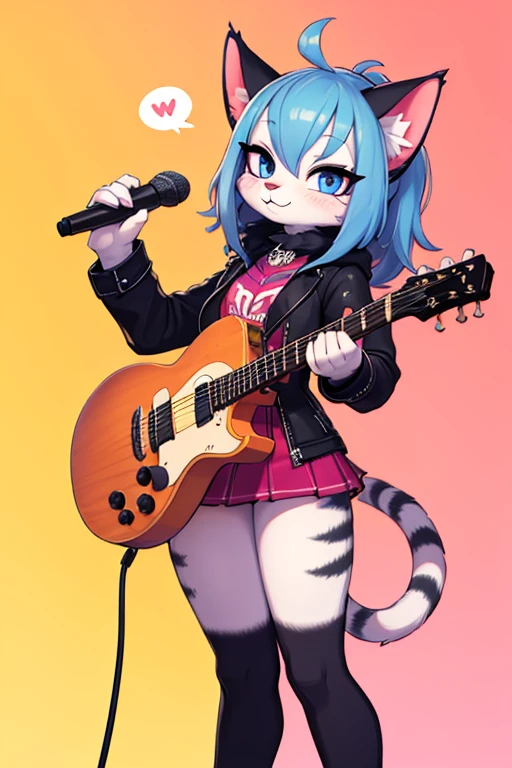 Female furry rock star pop music singer idol cat furry toon style