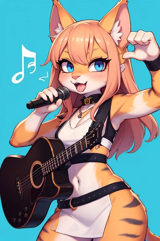 Female furry rock star pop music singer idol cat furry toon style 