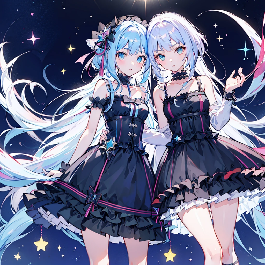 cute gothic fashion,1girl,(((The best composition、Best Quality、 masterpiece、Super detailed、 high definition)))、 Cute Gothic Fashion 、black、blackい大きなワークキャップ、Ingenious Gothic Lolita 、 Milky White and Light Blue Gradation Hair Color、Star Fairy、 Little Fairy Wings Growing from the Waist 、 Front Standing Picture Facing the Audience 、厚底のblackい靴、