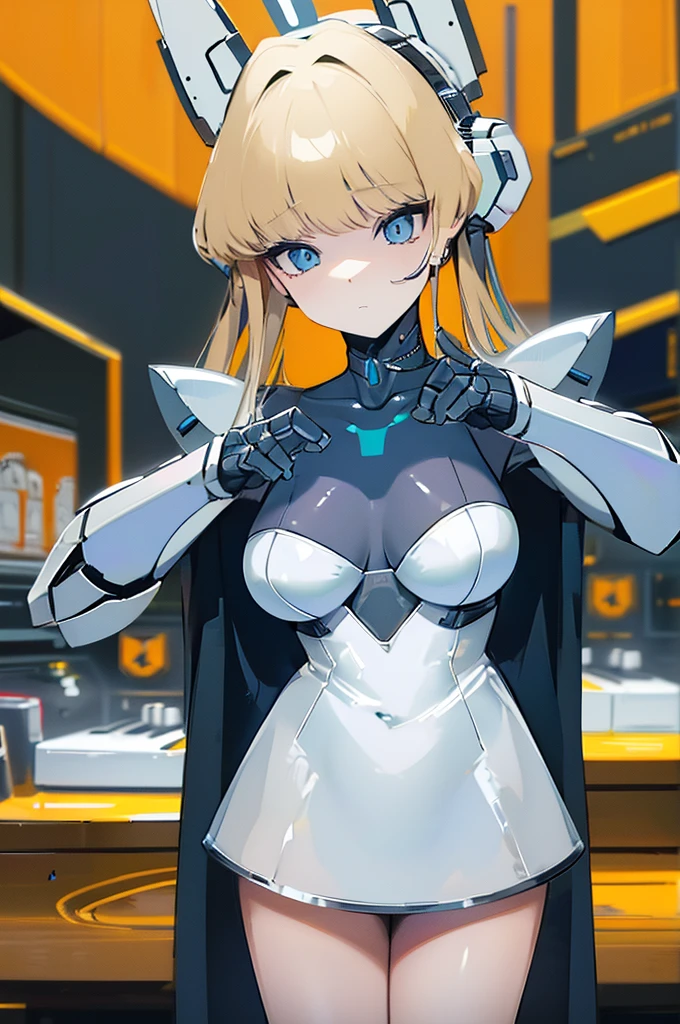 (masterpiece),(Best quality),(Very detailed),(Best illustration),(The best shadow),(It's absurd),(Detailed background),(So beautiful), 16k, 8k, 4K,(The best shadow),Robotization,female ,big breasts,Robot Joint ,Metal skin,Black robot suit,Long hair,Black suit covering the entire body Robot hand,Cyber Bodysuit,Mecha Head,Robotization, Transform into a robot,(Hands and fingers are depicted in detail:1.2),Perfect anatomy,Cybernetic Girl,Sci-Fi Armor,cyborg girl,The wires are connected to the back of the main unit...,No exposed skin,(A face carved like a robot),A neck made of wire,USB port next to the neck,visor,chrome skin,no messy picture style,brainwashing,empty eyes, ((No expression,erasure of emotions)),asuma tokki(Blue Archive)