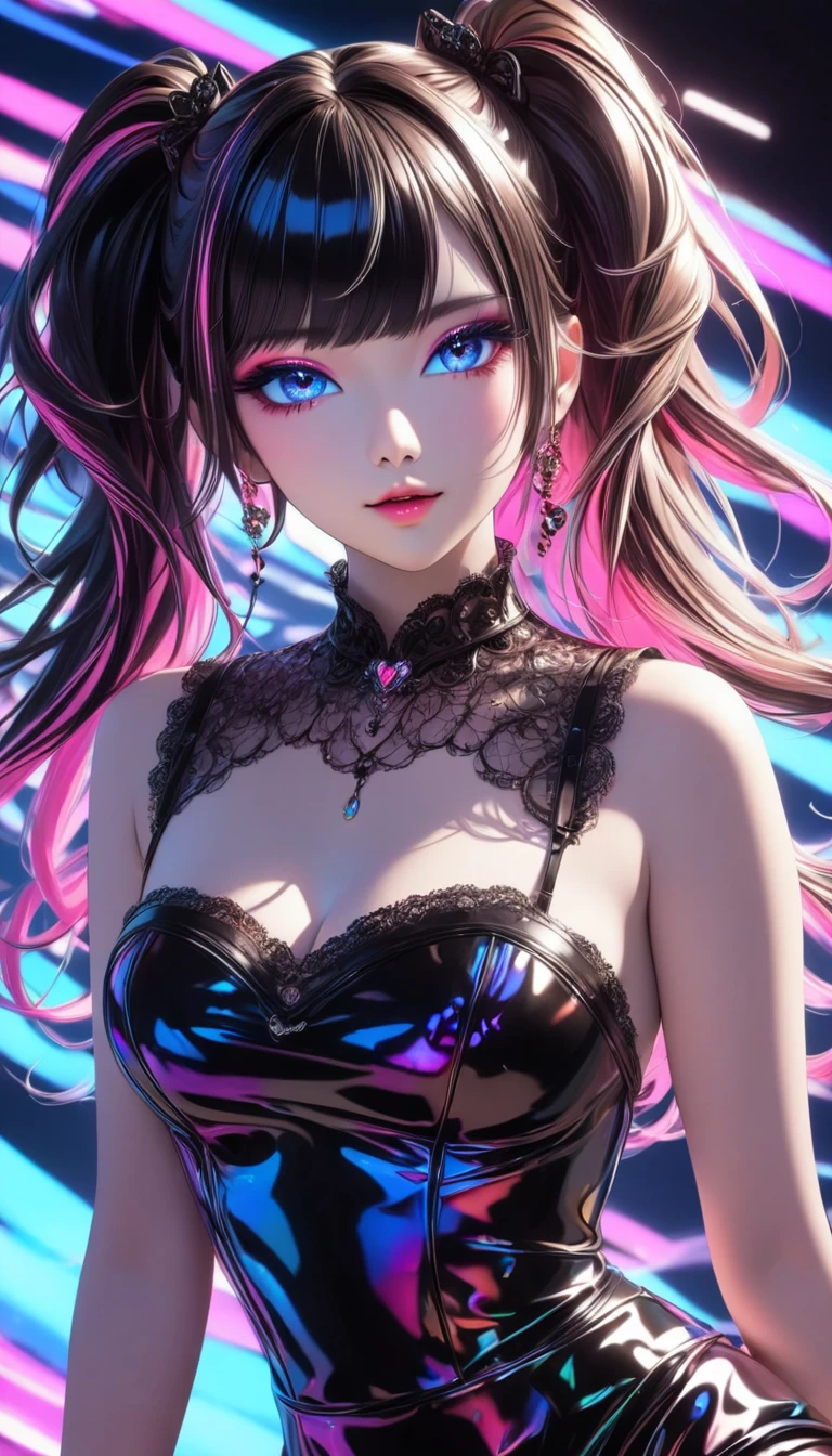 (masterpiece, , vibrant colors, super high realism, hyperealistic, high quality, 64k, uhd, extremely detailed, extremely intricate, professional)
BREAK
dark, lightning, rain, heavy rain, drops of water in window, bright lightning
<lora:Draculaura1.0:0.85> heart shaped, face tatoo, pink heart, Draculaura, 1girl, pink hair, multicolored hair, black hair,  pink eyes, prom queen, prom dress,