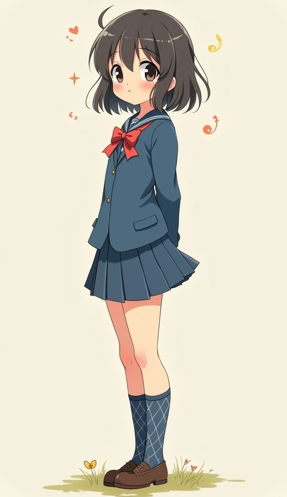 Anime image studio ghibli style manga cute sexy schoolgirl in blue