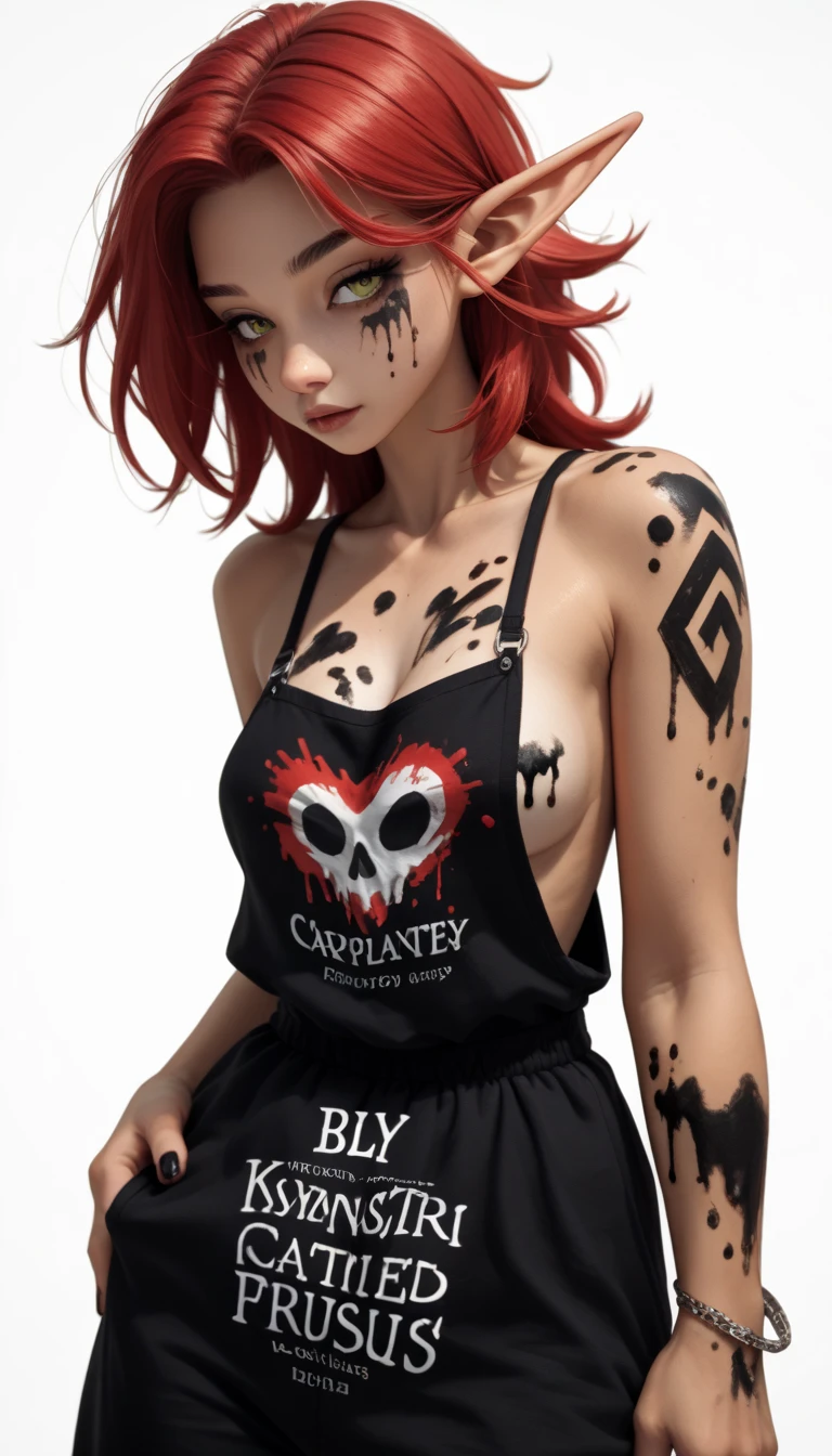 (zPDXL2), (PonyXLV6_Scores), source_anime, source_anthro, source_furry, rating_questionable, Expressiveh, full body, asymmetric image, BREAK
lhata4564, portraiture art of an elf woman, modern clothing, red hair, thick black outlines, character design, character concept art, loose paint, white background, painterly illustration, highly detailed, cartoonish proportions, glossy straight hair, creative