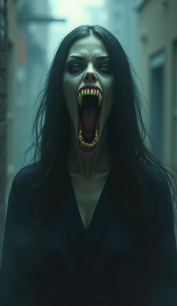 Kuchisake-onna, mask, big mouth, long hair, red coat, horror, scary, yokai, Japan
