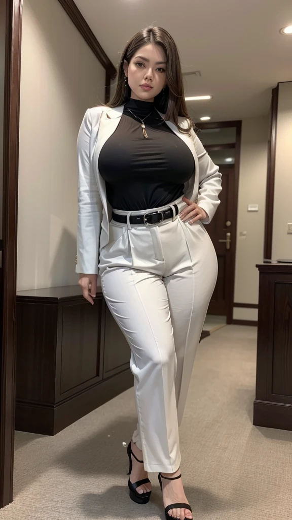 58-Years-Old,Female Doctor, Indonesian Mature Woman, Wearing Doctor Suit, Tight suit, Realistic Ultra Gigantic Breast, Breast About to Burst out, PP cup Breast, Seductive Look, full body shot, depth of field, best quality photo, 2048 p, 64K HDR,Nikon D7000