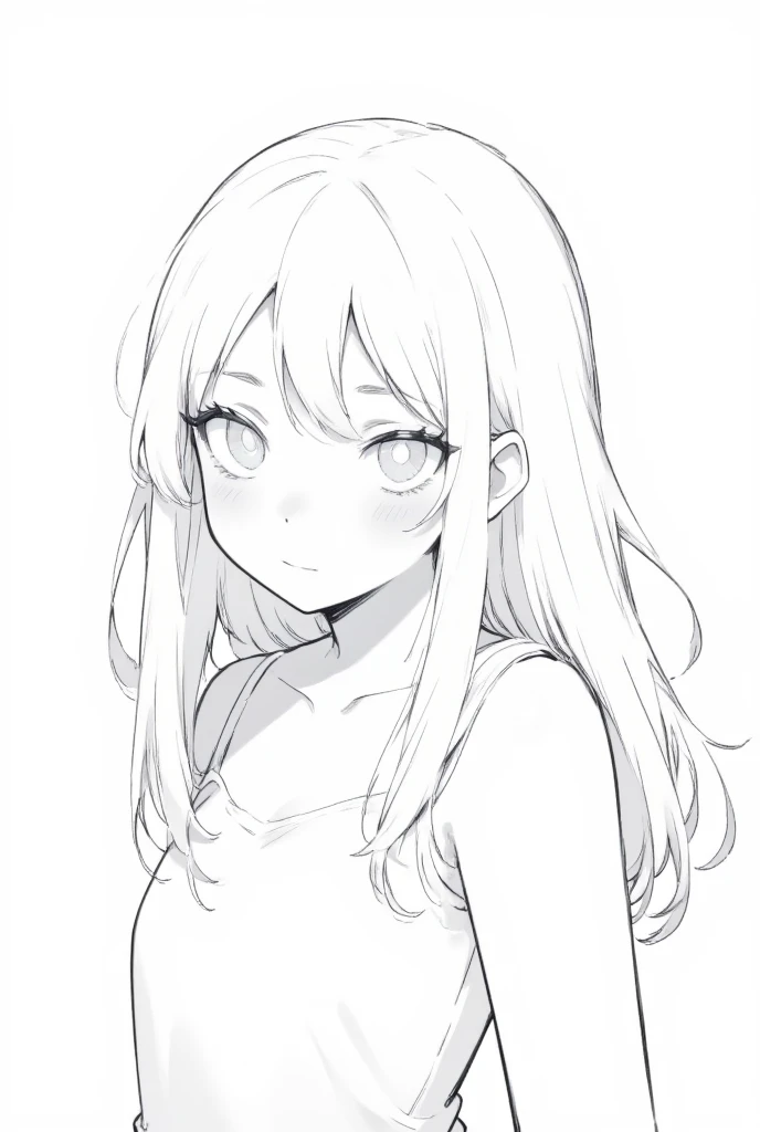 1girl, simple drawing, long hair, character design 