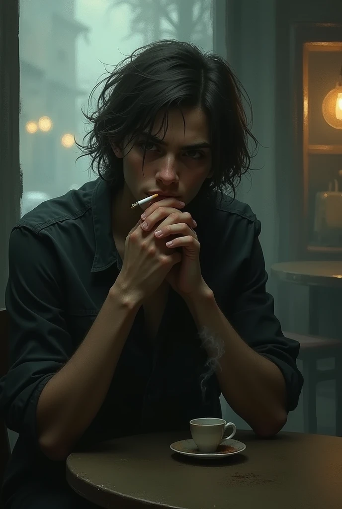 Young man smoking a cigarette
