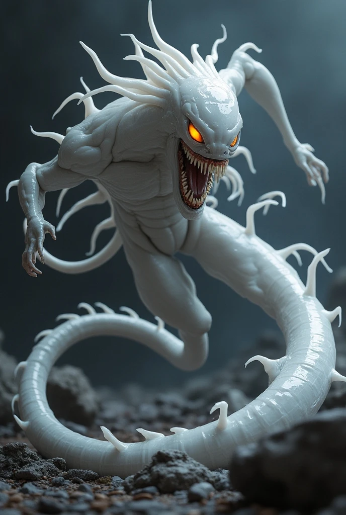 avant-garde Japanese comic, with best quality black and white, 4k, 8K, High resolution, masterpiece: 1.2), ultra detailed, (realistic, photorealistic: 1.37), translucent white creature from another world, chitinous skin, bioluminescent patterns, Palette gloomy colors, Creepy lighting.(NSFW:1.4), white, pink, purple and blue., Translucent white claws and tentacles and luminescent interior, Has bioluminescence throughout the body... moist skin, (complex, ultra detailed skin patterns .:1.2), (Translucent chitinous exoskeleton:1.3), (extremely thin waist:1.4), (Destroyed anatomy:1.5), fierce, Erotic, the background is a terrestrial and alien war.