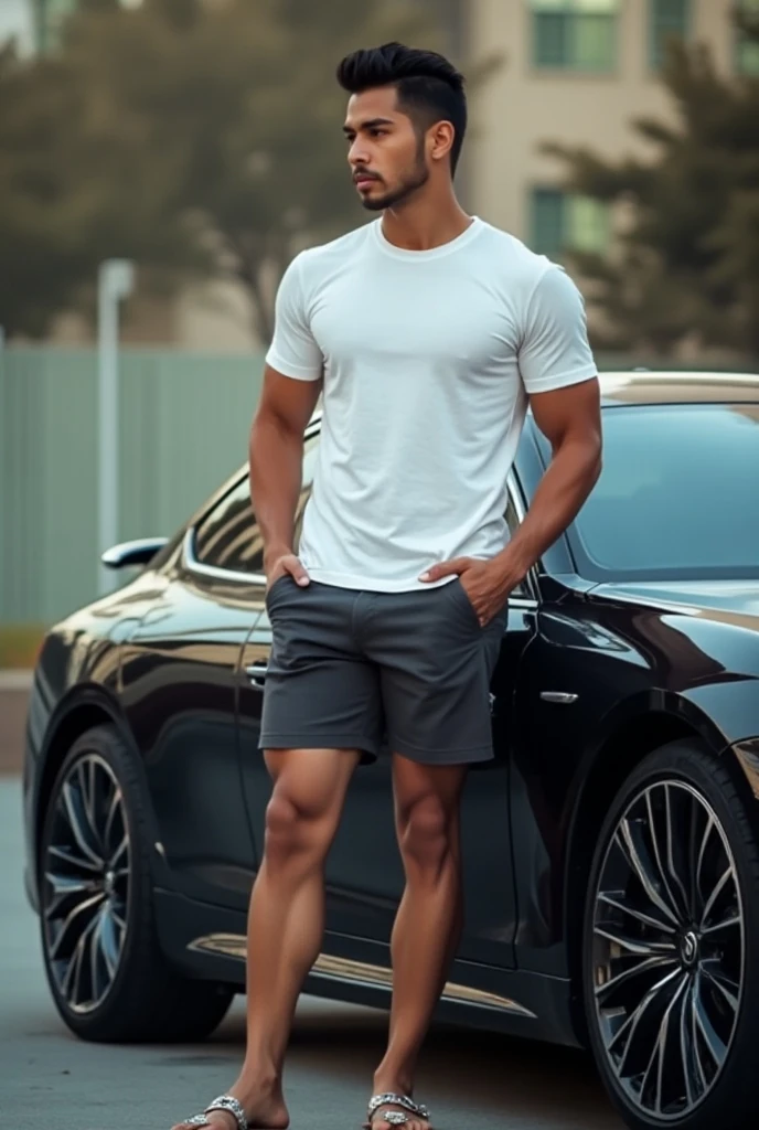 1 handsome naked chinese guy taking off the underwear,sexy posture, manly , A 20 year-old man wearing nothing in the car parking spot background, sit on a car , Sport themed,, show dick, Magnificent sexy clothes,, short sleeves,, tall young man, Tennis wear, Wearing a glasasculine,bare chest, handsome,High,Muscles look good,hairy body,sexy expression, Wheat complexion,black eyes(thin eyes 1:3),Full body image, show dick, perfect dick in good shape, erection, detailed fat long big dick, masturbate, open legs