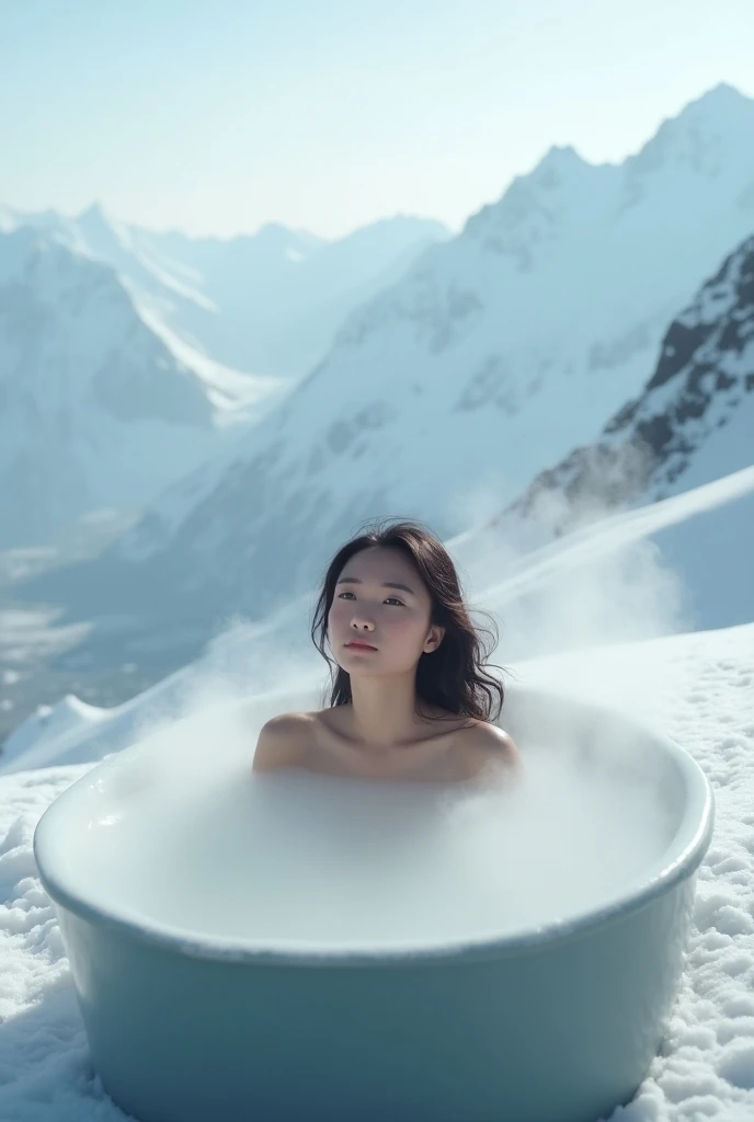 Open-air bath floating above the clouds　planet earth　great outdoors　top-quality　​masterpiece　超A high resolution　Perfect view　Great view
