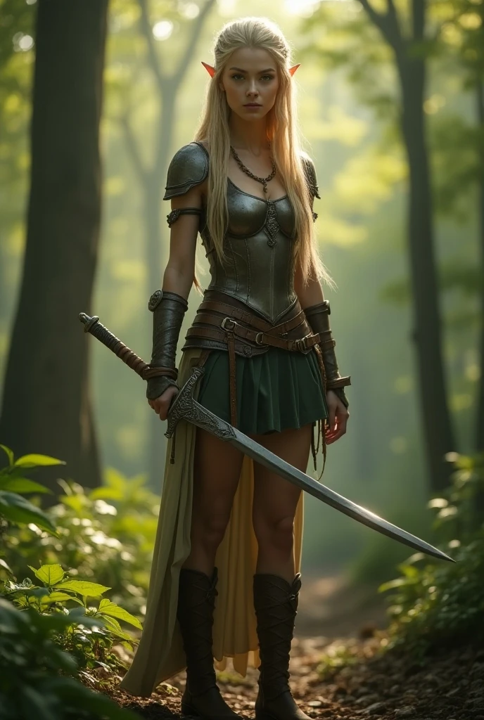 Photorealistic, cinematic quality, in a forest, a beautiful full body ...
