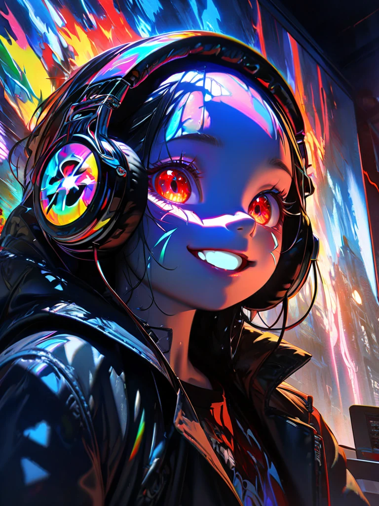 (extremely detailed fine touch:1.3), (((semi-rimless round eyewear:1.3))), (headphone:1.2), short hair, blunt bangs, 1 girl, full body, a gas mask、dead body、Blood everywhere、blood splashing、dark hue、Red hue、Cross-eyed、Stranger、View other people、Ahegao , Silly,Sexual ecstasy,Drunken eyes, Black hair, (finely detailed beautiful eye: 1.2), (Detailed background,Dark Fantasy), (beautifull detailed face), High contrast, (Best Illumination, extremely delicate and beautiful), ((Cinematic Light)), Colorful, Hyper Detail, Dramatic light,