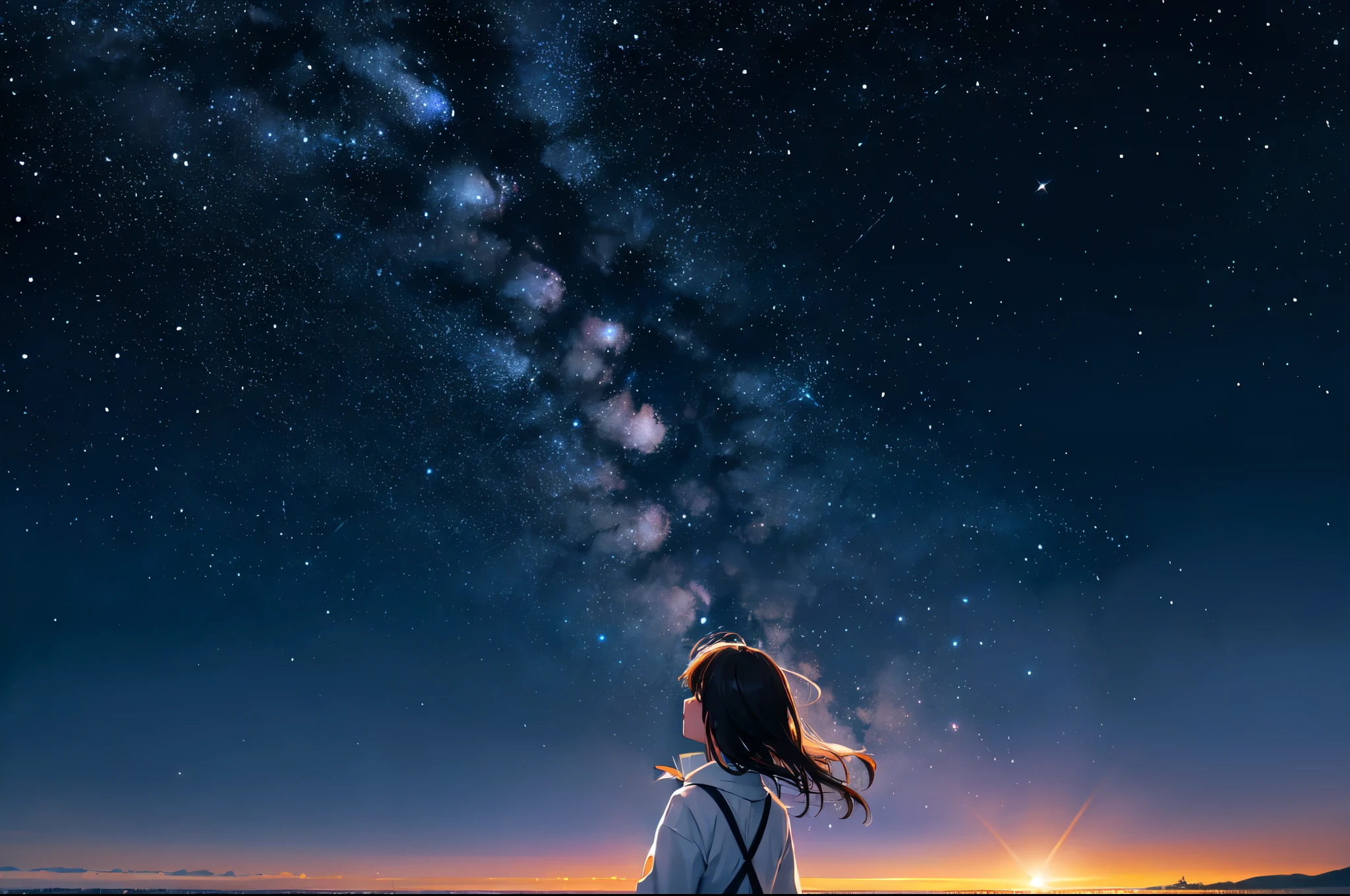 [(Starry sky background:1.5),::5],
 Midshot , 
//
masterpiece,  high quality,  Hi-Res,   cinematic lighting no people ,Seaside,  a little bit of sun , Galaxy stars in the sky 々