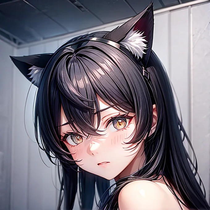 Black Hair　Cat ears　sauna