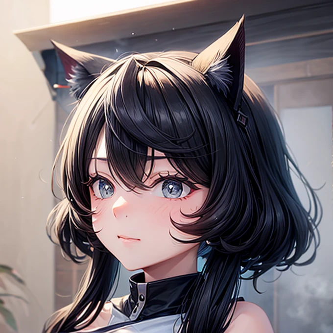 Black Hair　Cat ears　sauna