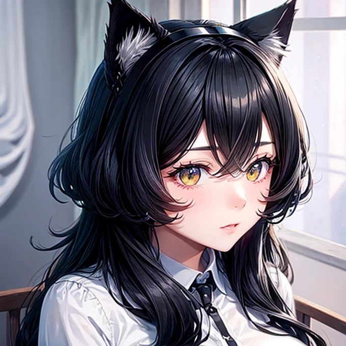 Black Hair　Cat ears　サウナに入っているCat earsの女の子