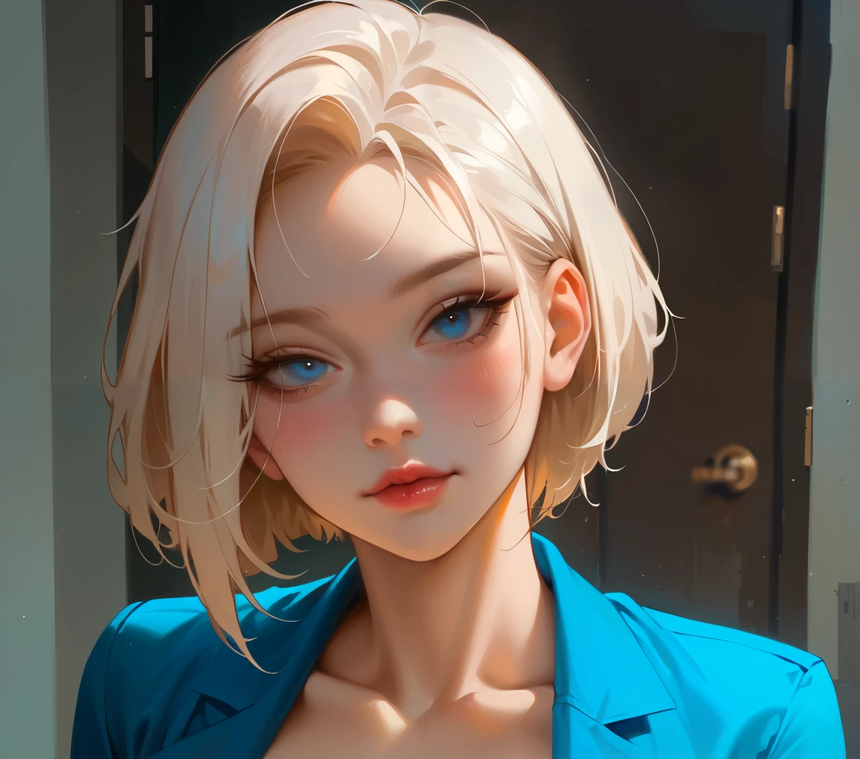 ((((masterpiece, best quality, high resolution)))), perfect body, sexy, best quality, clear quality, high quality, 4K, 8k, pale skin, Girl with short hair, white hair, blue eyes, в sexy й позе, с slopeом, slopeяется к зрителю, to full height , sexy , beautiful, adult face, very up, slopeена, legs, art, inviting , sexy , slopeена в перед. открывая cleavage. seducing , hentai. cleavage, rests on a stand, slope, с slopeом в низ