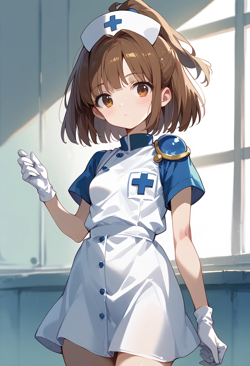 masterpiece, Hi-Res,Best Quality,8k
(arle nadja,Petite,Small breasts)White nurse uniform