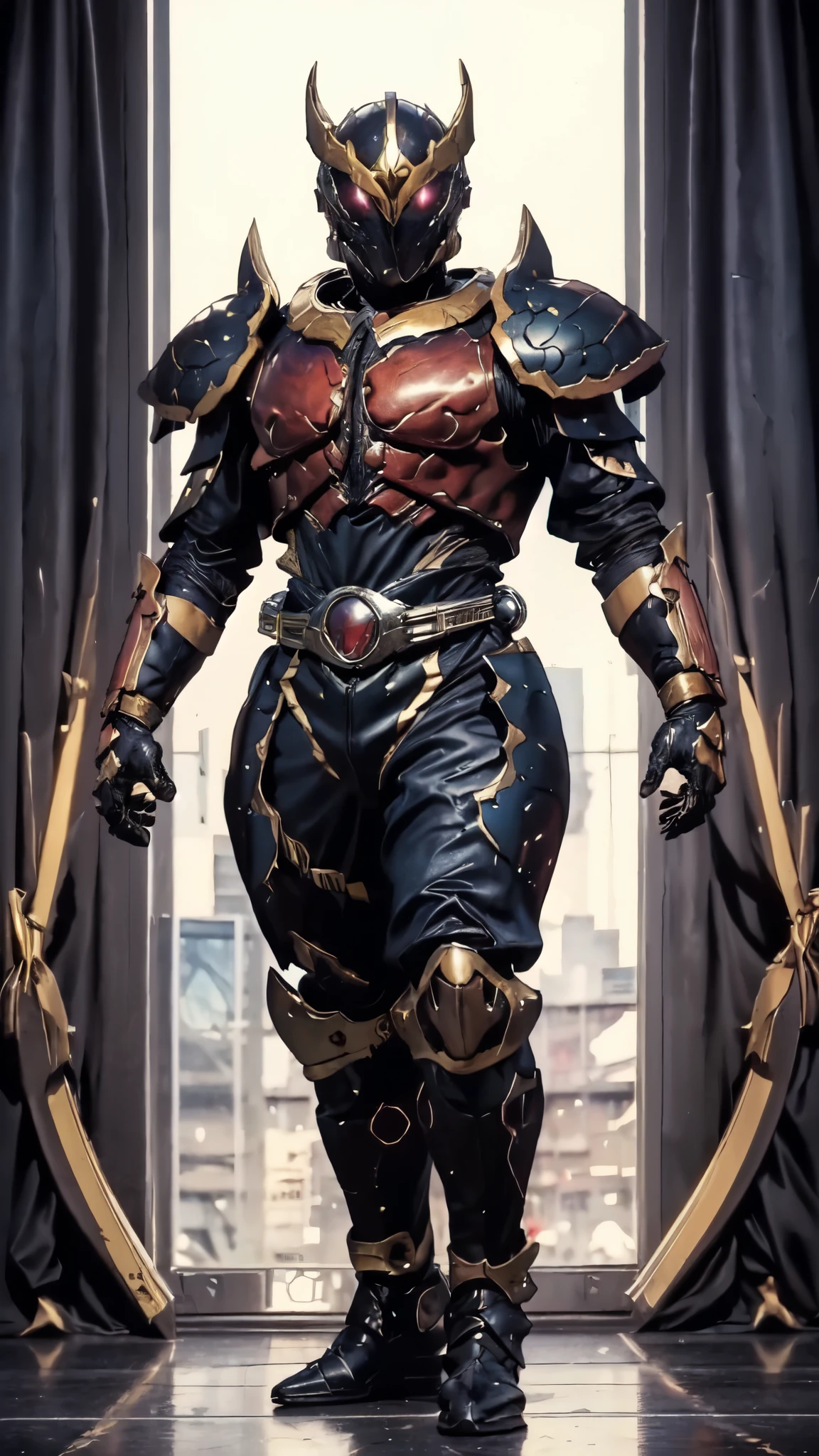 (masterpiece:1.5, best quality:1.5, extremely delicate:1.5), ((male:1.5)), a man wearing a full-face helmet, green eyes, fantasy-style high-tech biomimetic armored combat suit, (a composite layered chest armor), the design balances heavy with agility, fully enclosed shoulder guards, matching arm and leg guards, a belt of gemstone, (the color scheme is primarily Indigo with Silver accents, Organic Biotech, Concept Inspired by Iron Behemoth, glowing eyes, armor glows, stand of a futuristic sci-fi city), this character embodies a finely crafted fantasy-style armored hero in anime style, exquisite and mature art style, metallic, high definition, highres, ultra-detailed, ultra-fine painting, professional, perfect body proportions, golden ratio, anatomically correct, symmetrical face, extremely detailed eyes and face, high quality eyes, creativity, RAW photo, UHD, 32k, Natural light, cinematic lighting, masterpiece-anatomy-perfect