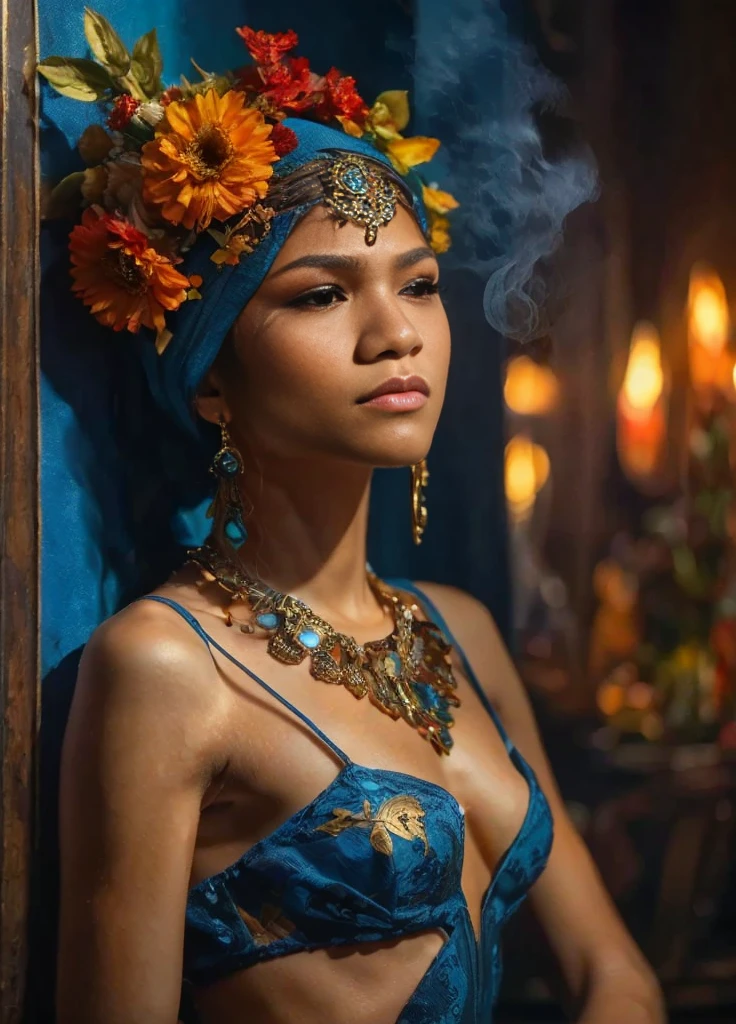 (zendaya:.4), (32k:1.5, Highest quality, masterpiece, Ultra-high resolution), Professional camera work:1.6, Highly detailed skin and face textures:1.3, Captivating portrait:1.2, Very accurate, Very detailed, 1 adult female, Incredibly slim body, sense of loss, Sadness, Expressions of sadness,  Small face, (()), (medium shot), ((small nose:1.4))