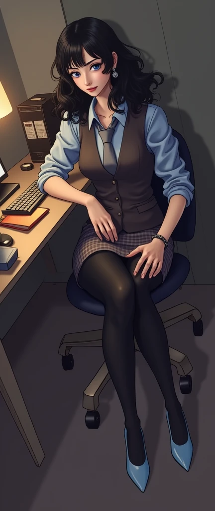 score_9, score_8_up, score_7_up, score_6_up, score_5_up, score_4_up,
aamia, grey plaid jacket, suit jacket, skirt suit, black necktie, dress shirt with white collar, belt, waistcoat, three-piece suit, leather pencil skirt, open jacket,human male pov, pleasure, moaning, bedroom eyes, orgasm, biting lip, vaginal sex, male pov, lying on back on desk, spread legs, office, saliva, tears, drool, glasses, cum on face, wet clothing, male hand holding female face, thumb in mouth, thumb sucking, shiny clothing