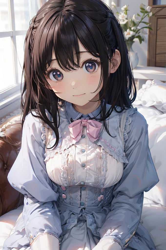 (((whole body))),(masterpiece:1.3, Highest quality, Ultra-high resolution, Super detailed), (Realistic, photoRealistic:1.4), Beautiful illustrations, Perfect lighting, colorful, Depth of written boundary, Beautiful detailed hair, Beautifully detailed face, Beautiful fine details, Beautiful clavicle, Beautiful body, Beautiful breasts, Beautiful thighs, Beautiful feet, Beautiful fingers, View your viewers, 1 girl, Perfect Face, (Perfect Anatomy, Anatomically correct), Cute and symmetrical face, Baby Face, , Shiny skin, (Brown Hair), Hair between the eyes, Dark green eyes, Droopy eyes, Big eyes, Long Eyelashes, (((Luxury underwear)))、((Light blue floral underwear))),(bra、Embroidery pattern)、(((panties、Embroidery pattern)))、(Beautiful views), Bright lighting、smile、laughing,(((semen)))、(((whole bodyが見えている))) ,((City)),((morning))、(full body:1.3) ,(((両手で水色のpantiesを持つ)))
