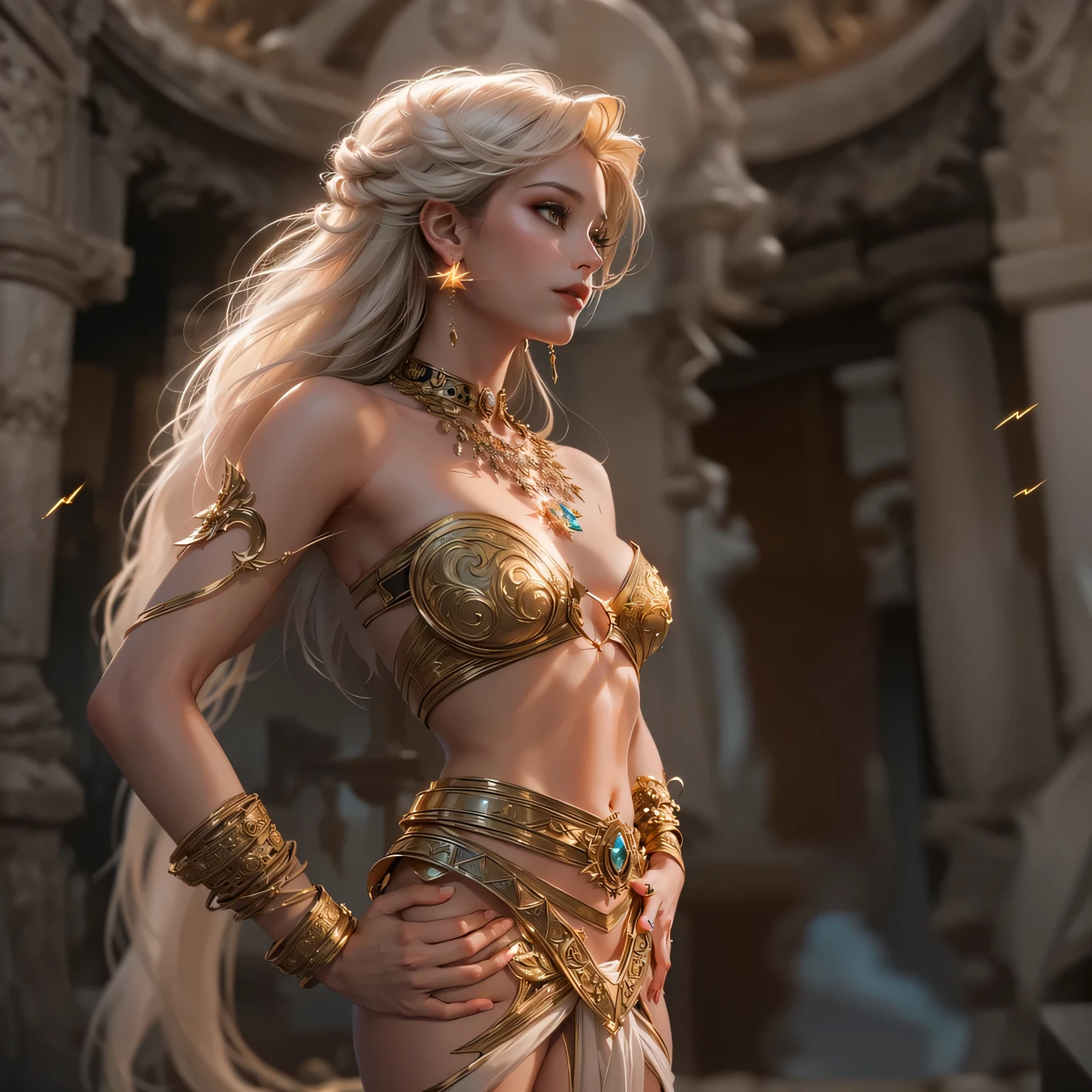 goddes,erotic expression,sexy pose,sensual lighting,realistic,medium breast