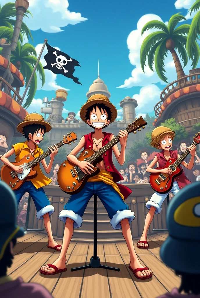 Going Merry; Monkey D. Luffy tocando Ukulelê, by Genevieve Naylor 