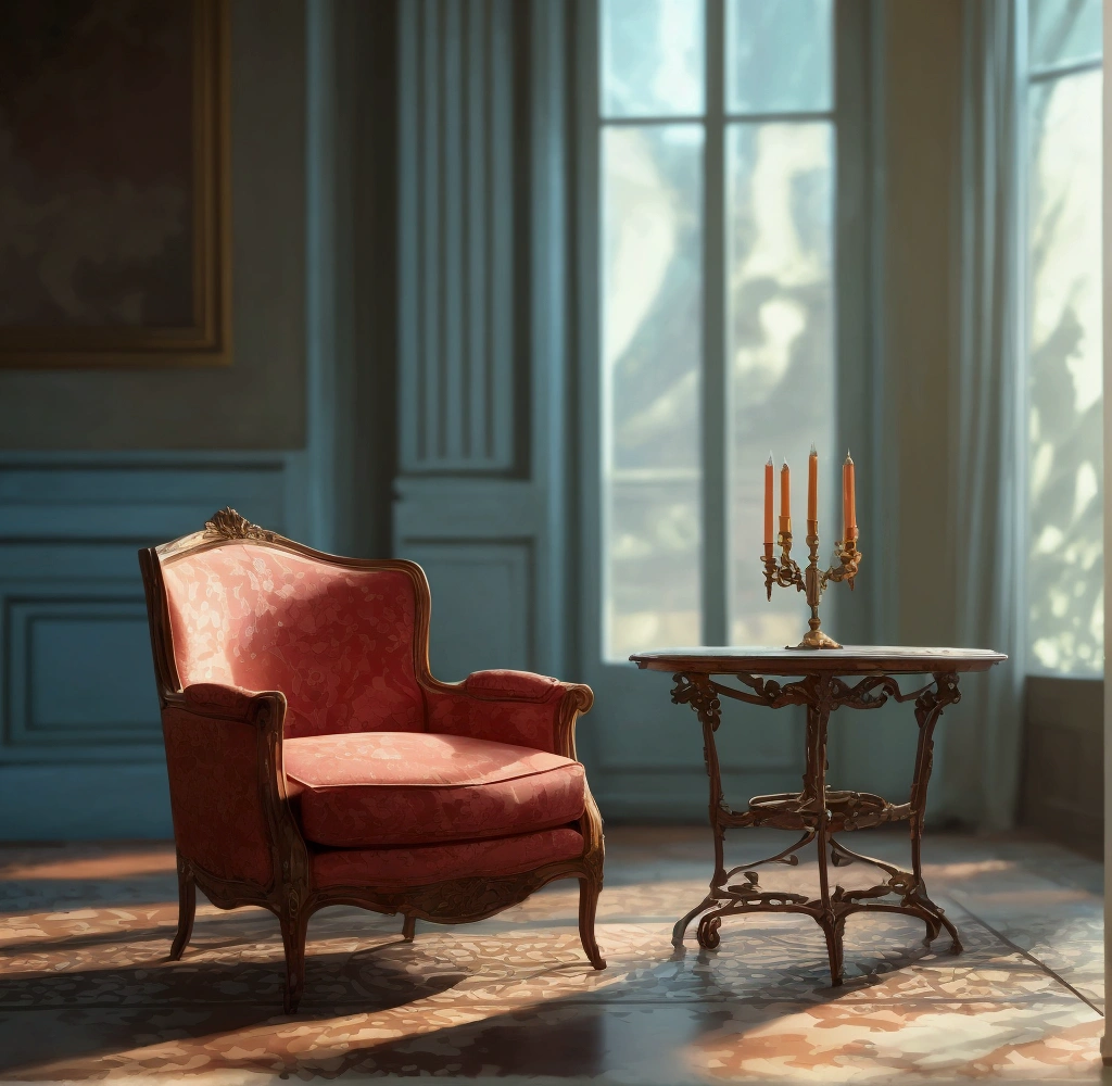 Gothic style (Cinematic Photo:1.3) of (Ultrarealistic:1.3),(Romantic:1.3) Hyperrealistic art 1985s, 8k, best quality, real picture, intricate details, ultra-detailed, ultra realistic, depth field,(photo realistic,realistic:1.3), masterpiece, single arm chair with vertical led lighting without any lamp, some book at area, realistic, white cosy bedroom ambiance . Extremely high-resolution details, photographic, realism pushed to extreme, fine texture, incredibly lifelike,Highly Detailed,(Baroque Art:1.3),(Art Nouveau:1.3),(70s Art:1.3),propaganda poster,soviet poster,sovietwave . Dark, mysterious, haunting, dramatic, ornate, detailed