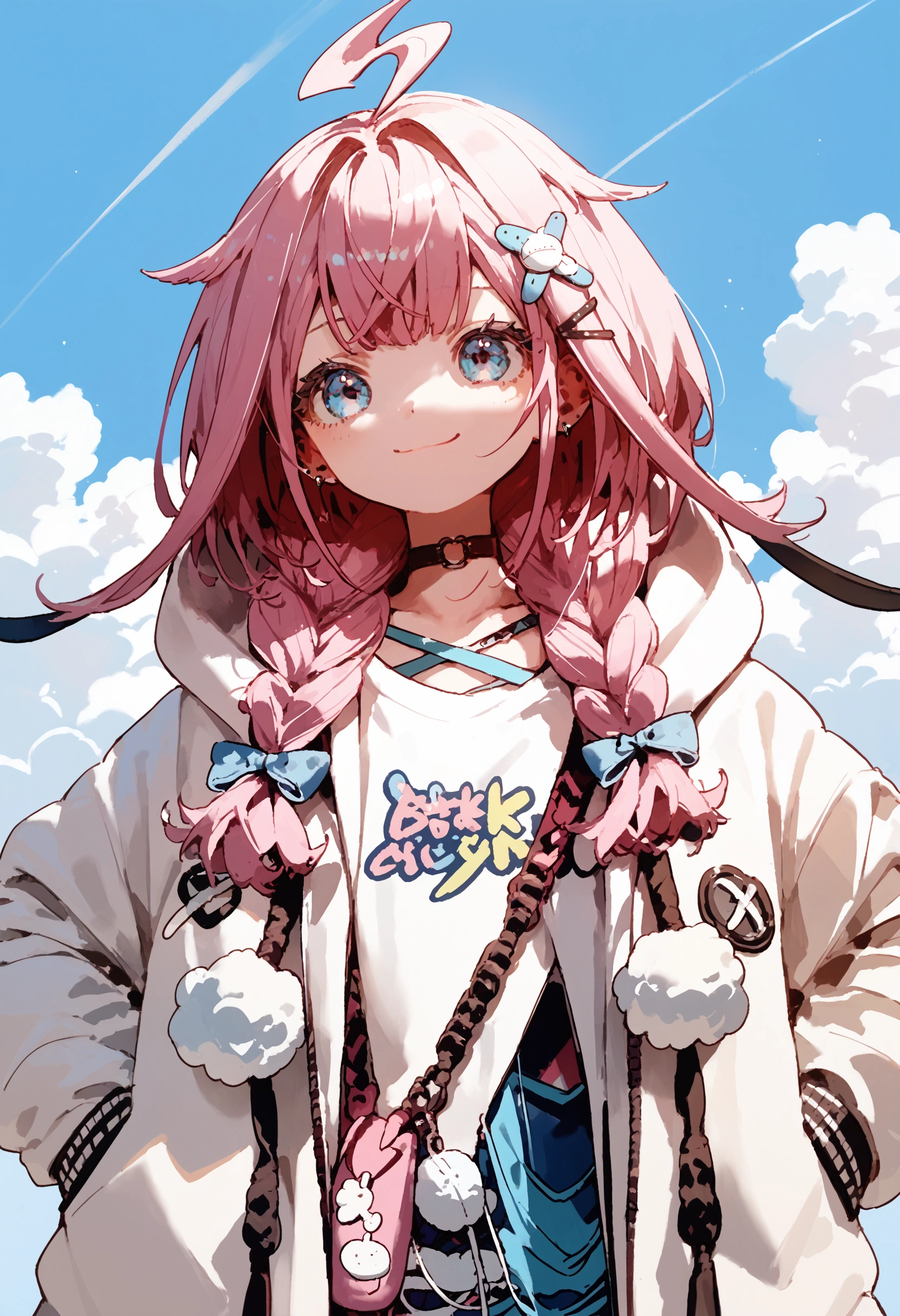 score_9, score_8_up, score_7_up, source_anime, anime, BREAK, best quality, very aesthetic, crisp image, absurdres, hotfiy, 1girl, mizumiyasu, jacket,hoodie,:3,hood,smile