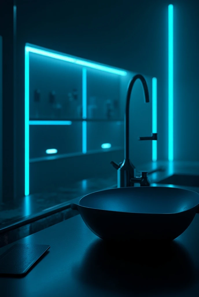 3D Product render style, futuristic washing room , finely detailed, purism, a computer rendering, minimalism, octane render, 4k, dark theme, frontal view,
back light, rim light, <lora:lowra_v10:0.7>